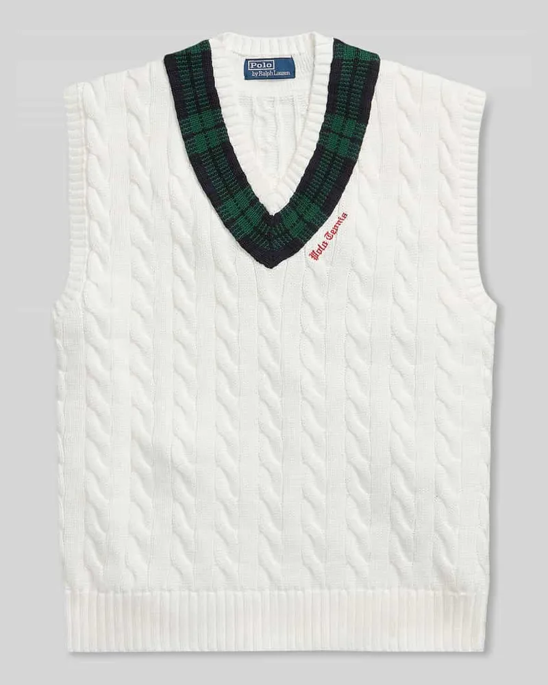 Ralph Lauren Regular Fit Pullunder aus reiner Baumwolle Offwhite