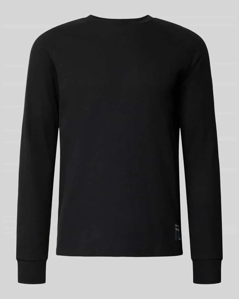Tom Tailor Regular Fit Langarmshirt mit Waffelstruktur Black