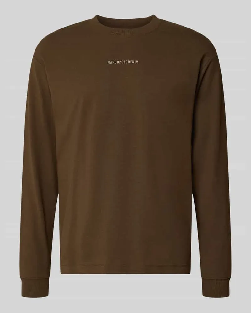 Marc O'Polo Relaxe Fit Langarmshirt aus reiner Baumwolle Schoko