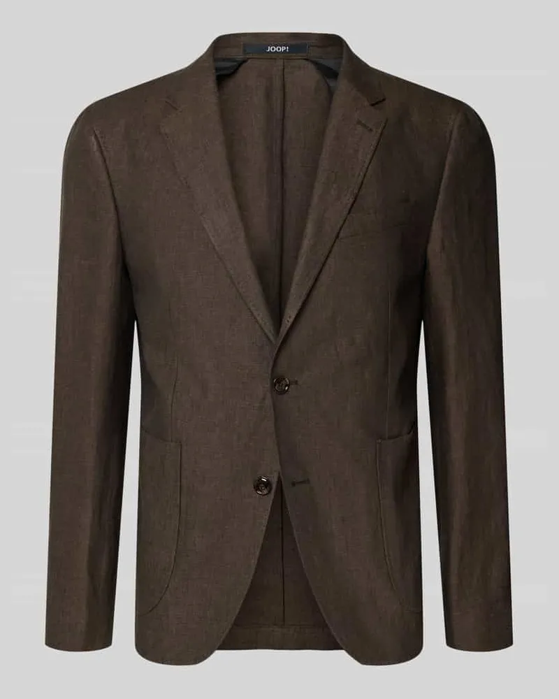 JOOP! Slim Fit 2-Knopf-Sakko aus Leinen Modell 'Hoverest Schoko