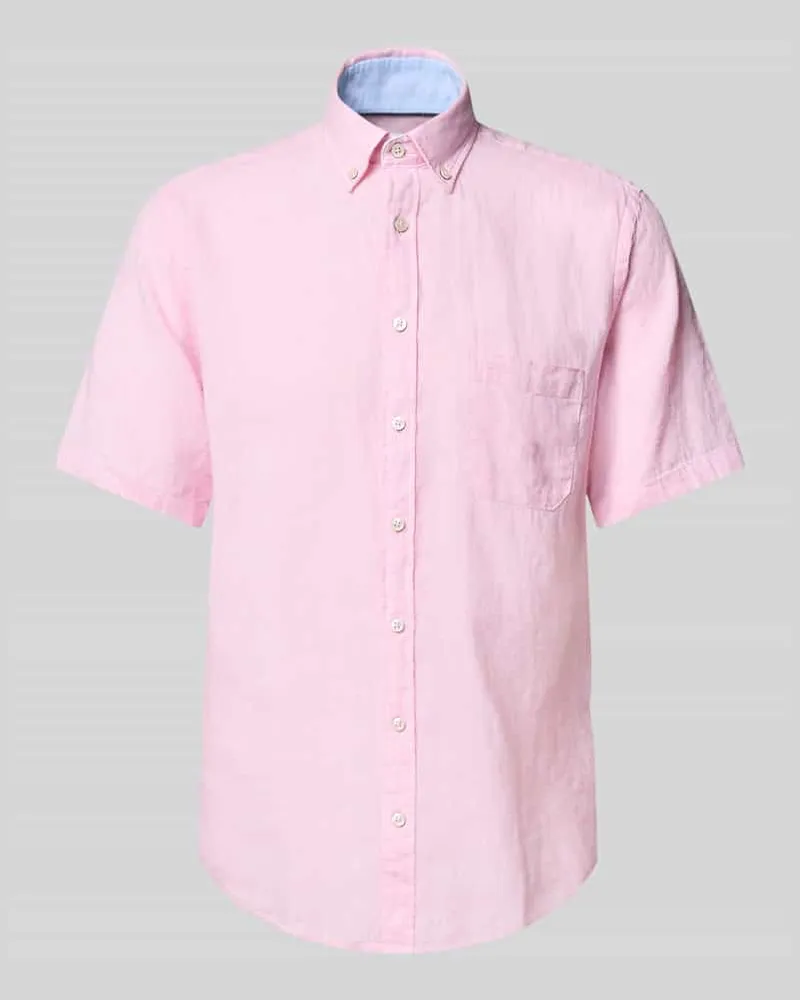 Fynch-Hatton Regular Fit Freizeithemd aus Leinen-Baumwoll-Mix Rosa