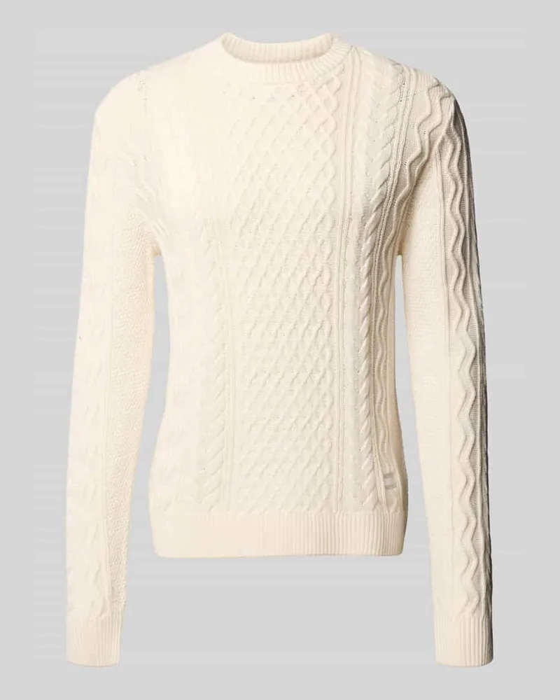 Tommy Hilfiger Regular Fit Strickpullover aus reiner Baumwolle Offwhite