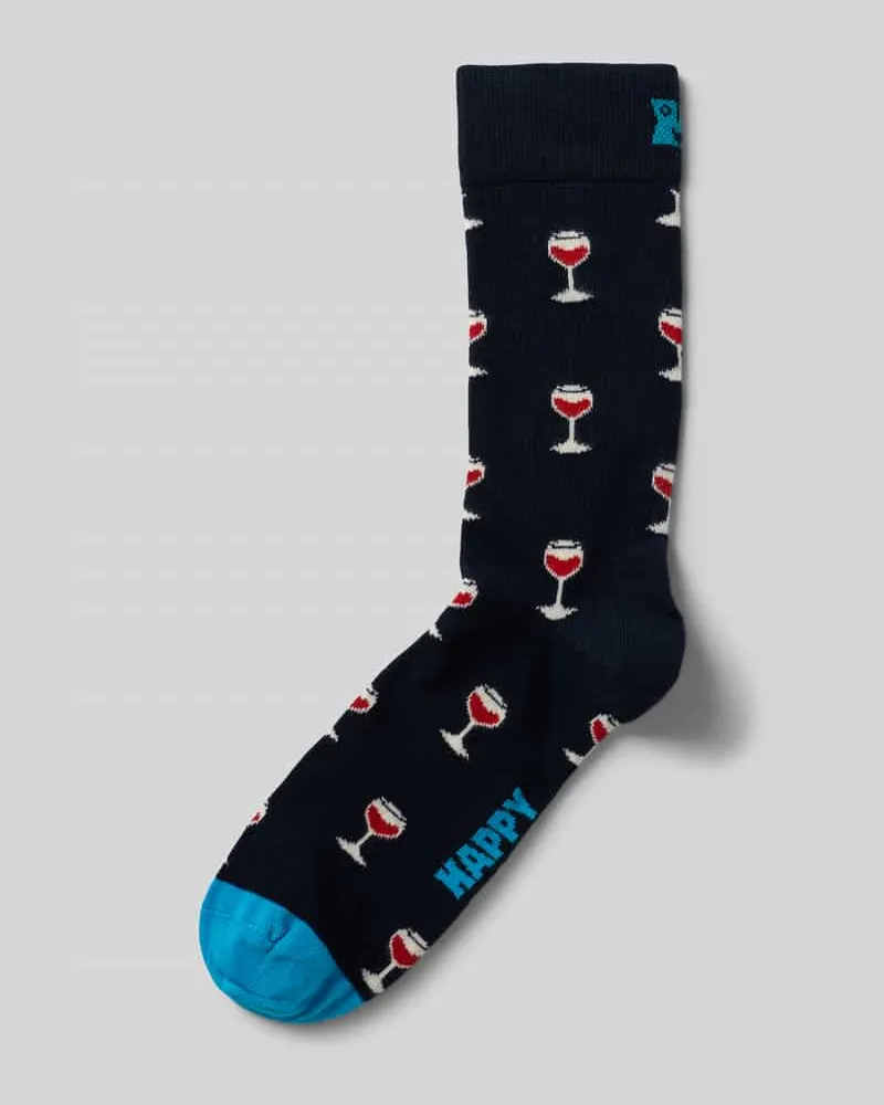 Happy Socks Socken mit geripptem Abschluss Dunkelblau