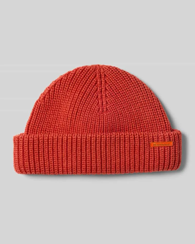 Barbour Beanie aus Baumwoll-Woll-Mix Orange