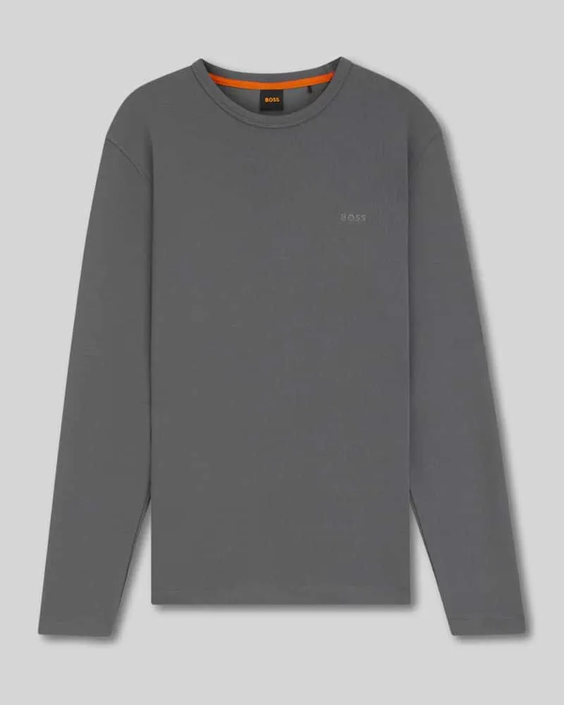 HUGO BOSS Regular Fit Langarmshirt mit Waffelstruktur Modell 'TEMPESTO Anthrazit