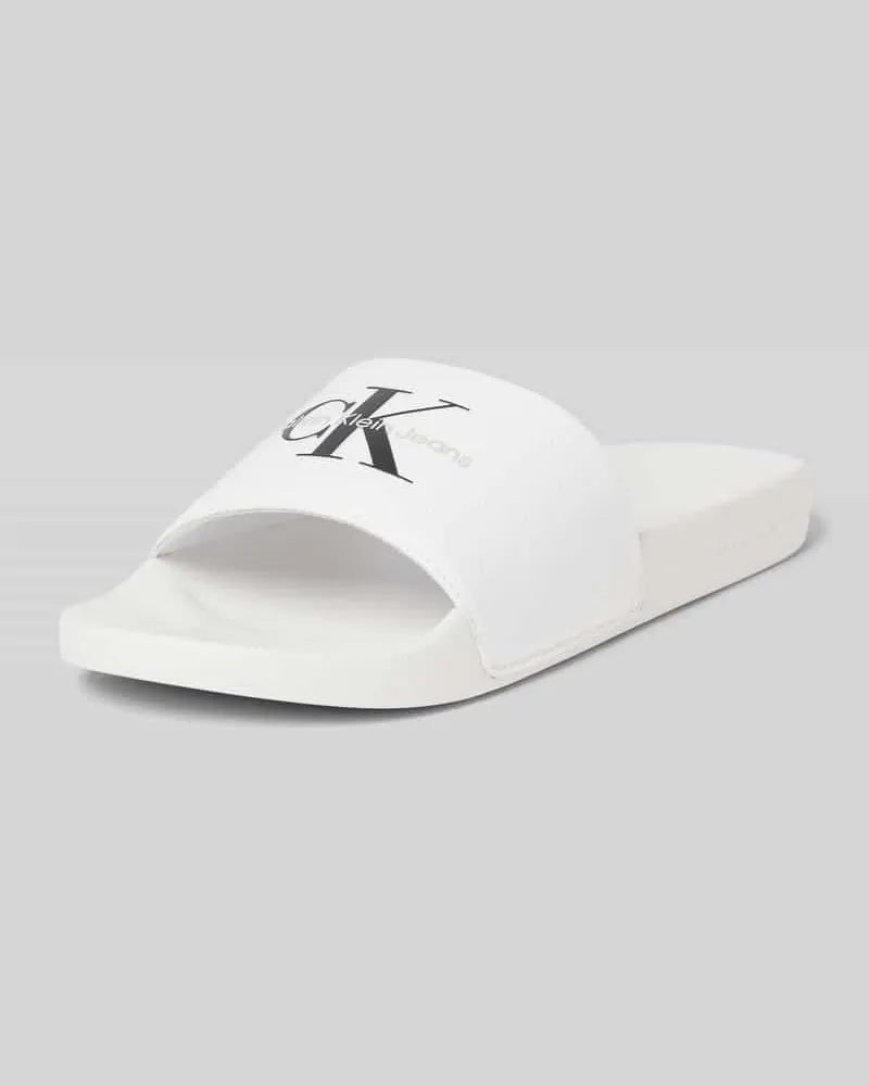 Calvin Klein Slides mit Label-Print Weiss