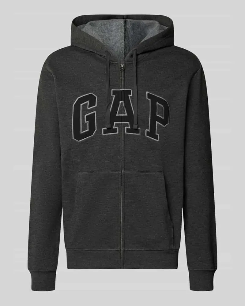GAP Sweatjacke mit Logo-Schriftzug Dunkelgrau
