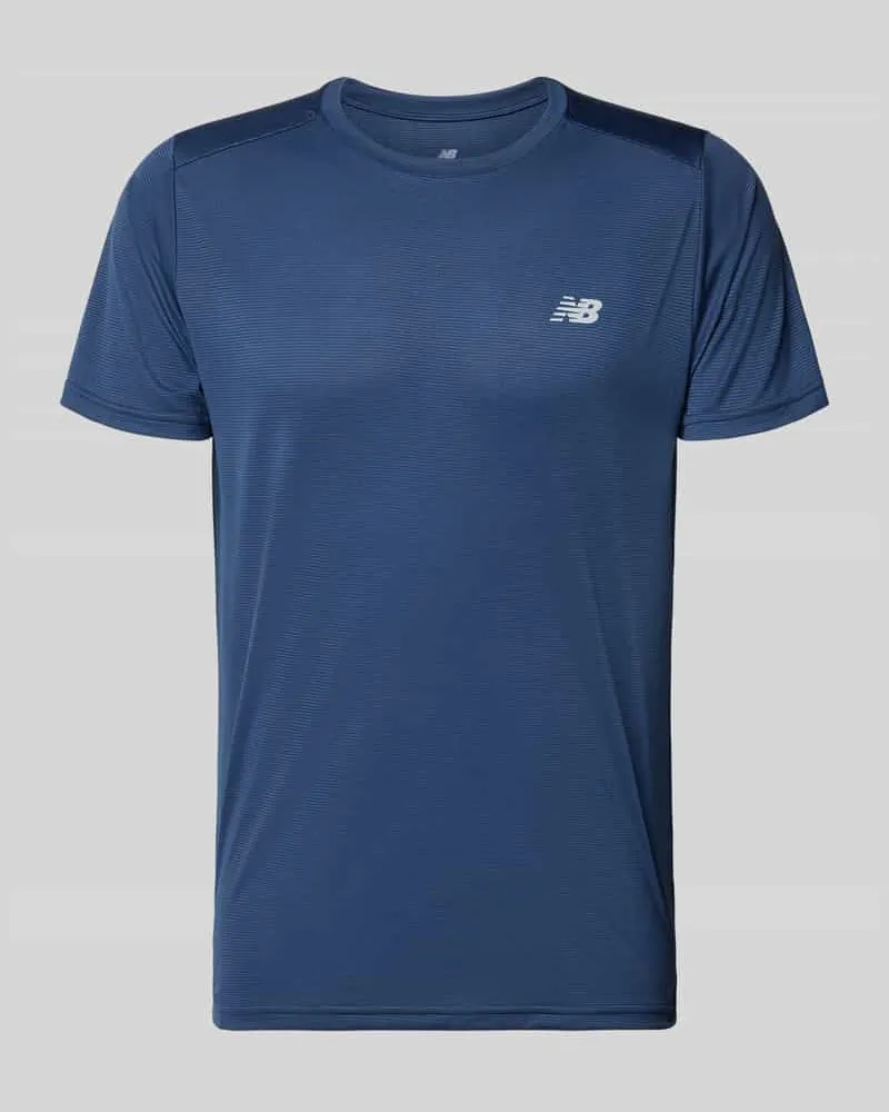 New Balance Funktionsshirt mit Rundhalsausschnitt und Logo Dunkelblau