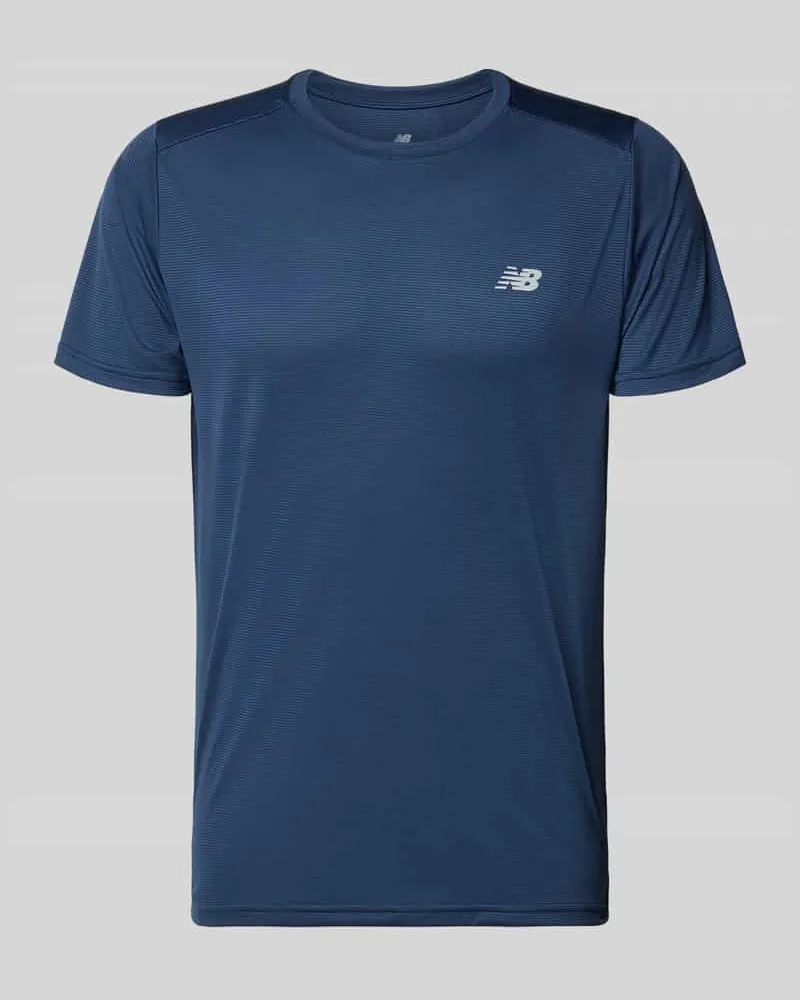 New Balance Funktionsshirt mit Rundhalsausschnitt und Logo Dunkelblau