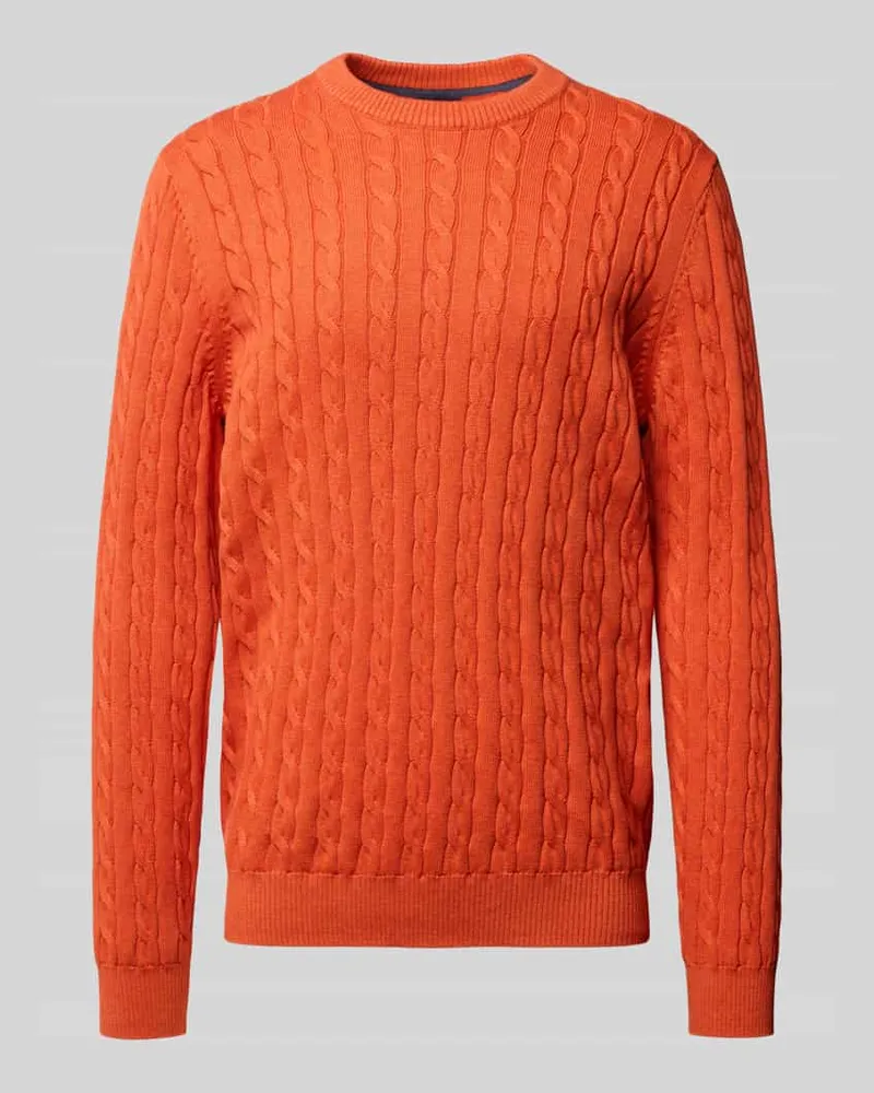 Christian Berg Strickpullover mit gerippten Abschlüssen Dunkelorange