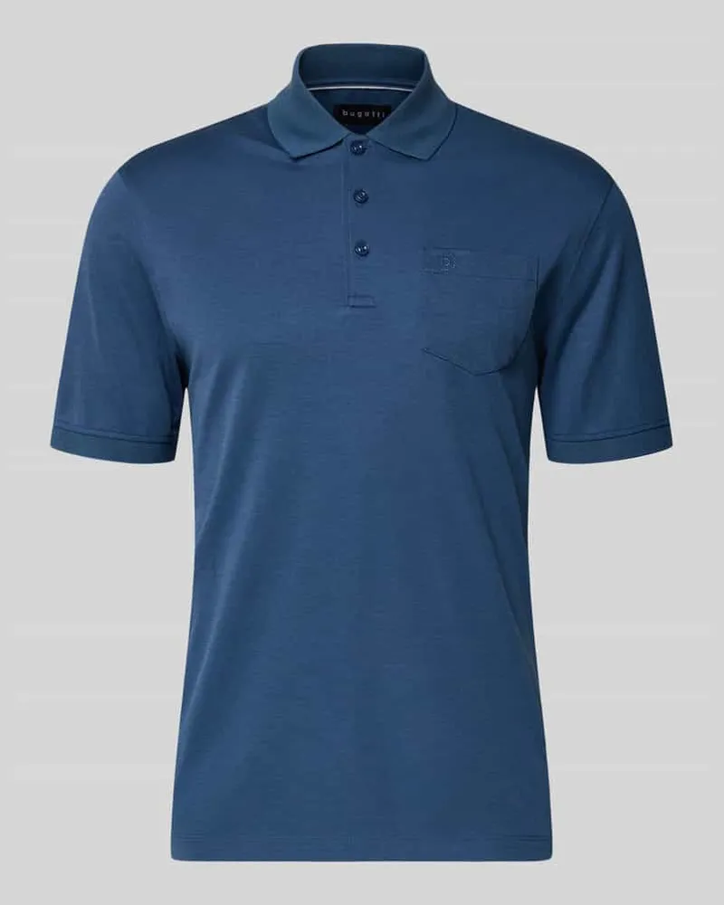 Bugatti Regular Fit Poloshirt mit Brusttasche und Label-Stitching Dunkelblau