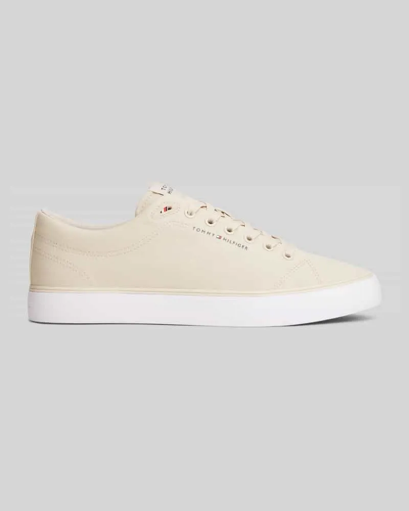 Tommy Hilfiger Sneaker aus reiner Baumwolle mit Logo-Stitching Beige