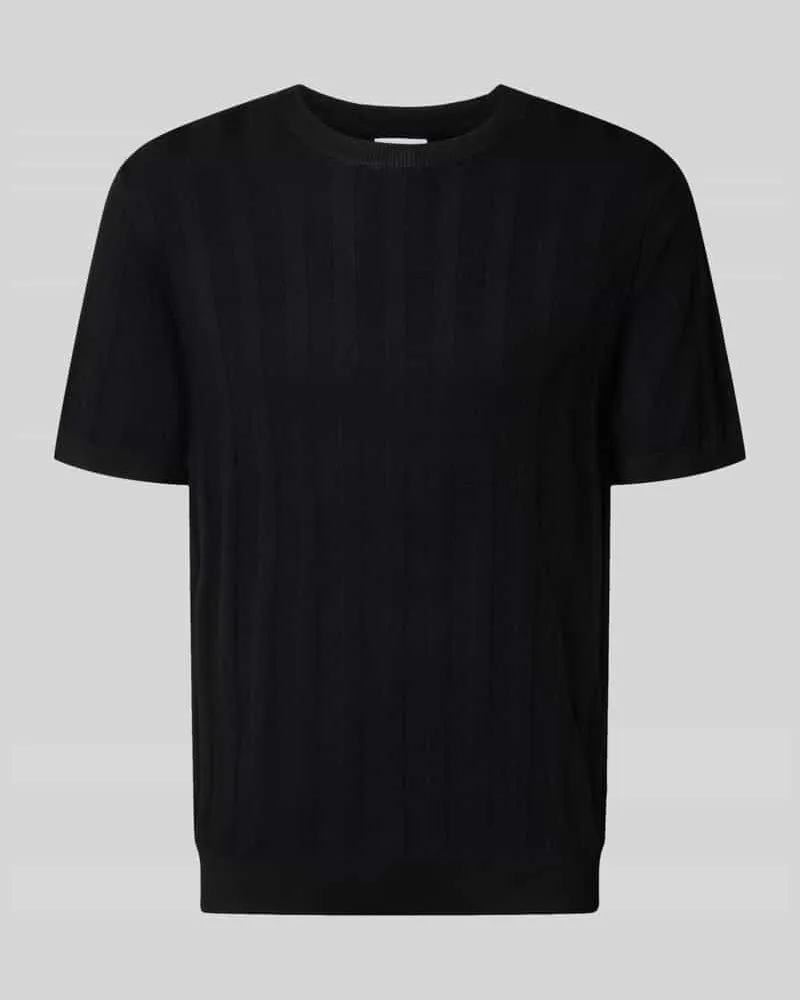 Lindbergh Strickshirt aus Viskose-Mix mit Rundhalsausschnitt Black