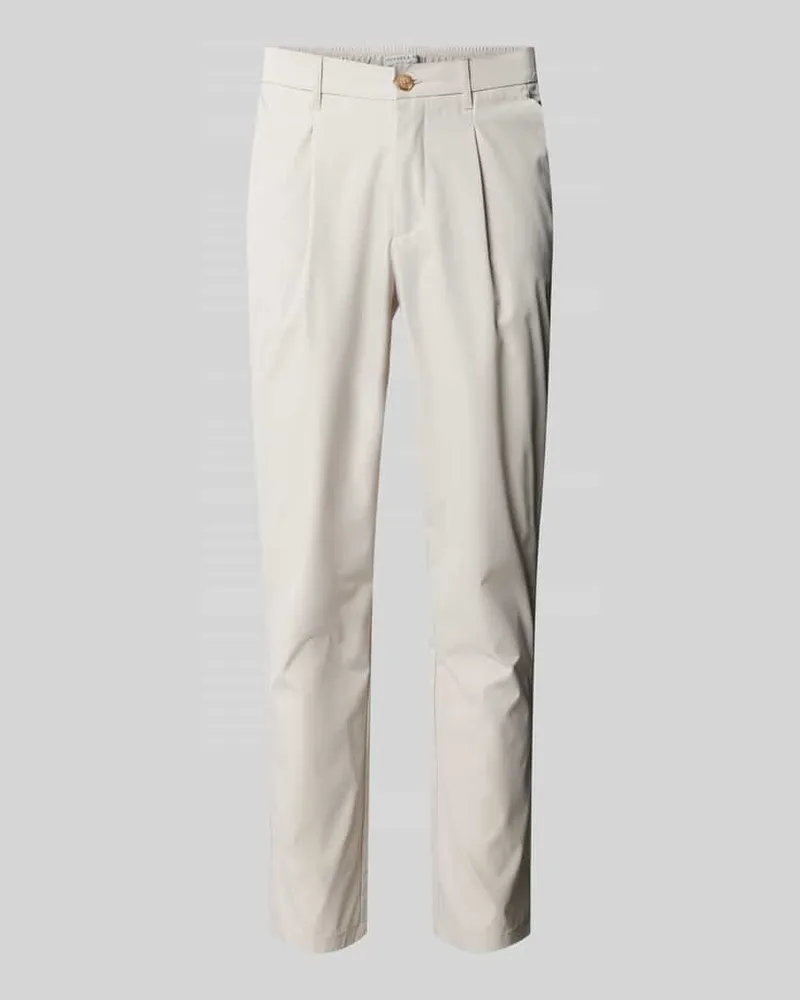 colours & sons Tapered Fit Chino mit Bundfalten Offwhite