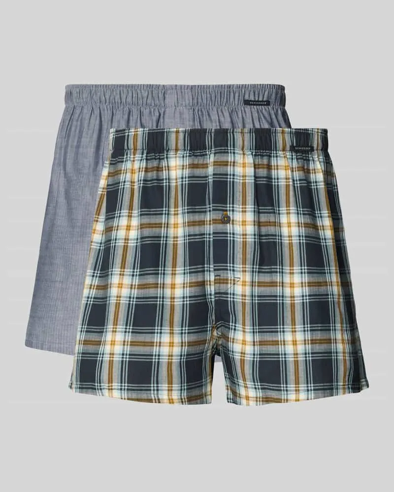Schiesser Regular Fit Boxershorts aus reiner Baumwolle im 2er-Pack Dunkelblau