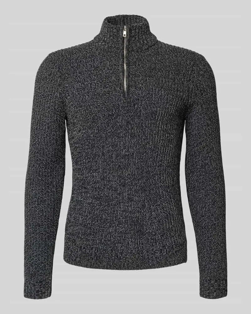 Only & Sons Regular Fit Troyer mit kurzem Reißverschluss Modell 'JOIN Anthrazit