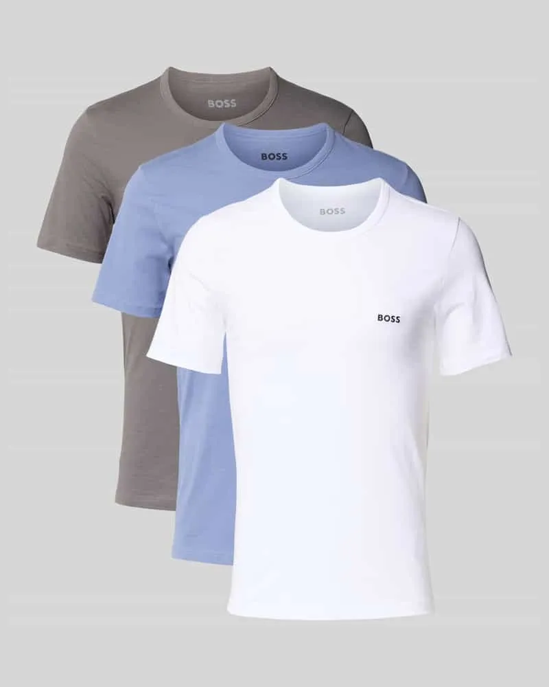 HUGO BOSS Regular Fit T-Shirt im 3er-Pack aus reiner Baumwolle Blau