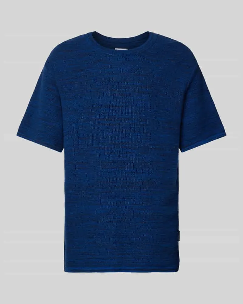 Armedangels T-Shirt mit geripptem Rundhalsausschnitt Modell 'AAMBROSIO Blau