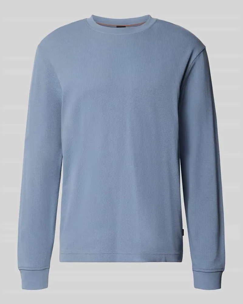 HUGO BOSS Langarmshirt mit Rippstruktur Modell 'We_Tempest Blau