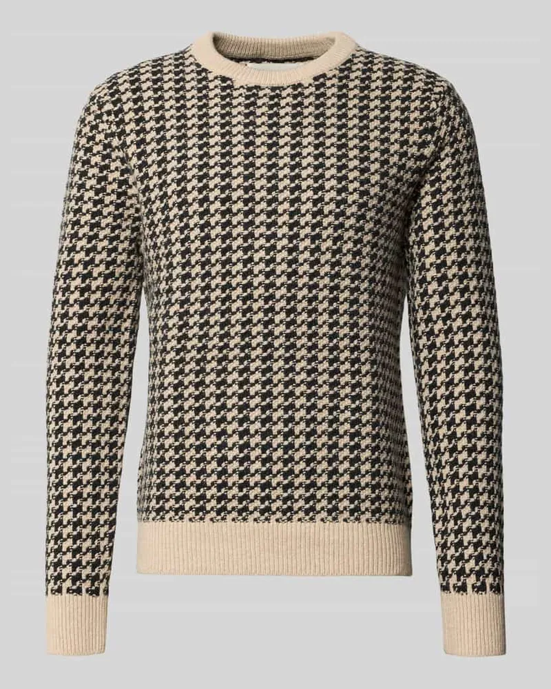 Gant Strickpullover aus Woll-Mix im Allover-Look Black