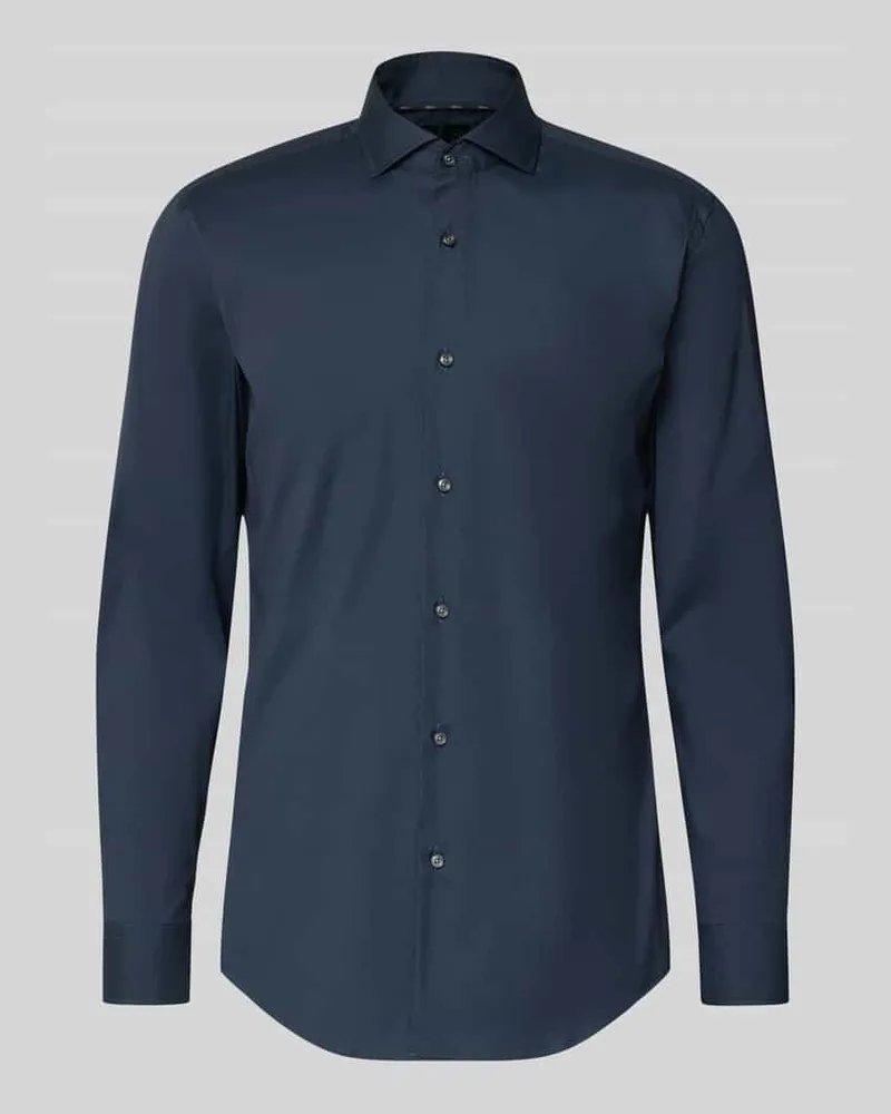 HUGO BOSS Slim Fit Business-Hemd mit Stretch-Anteil Modell 'Hank Hai Marine