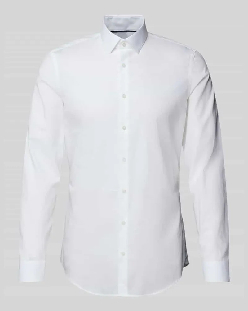 JAKE*S Super Slim Fit Businesshemd aus Popeline Weiss