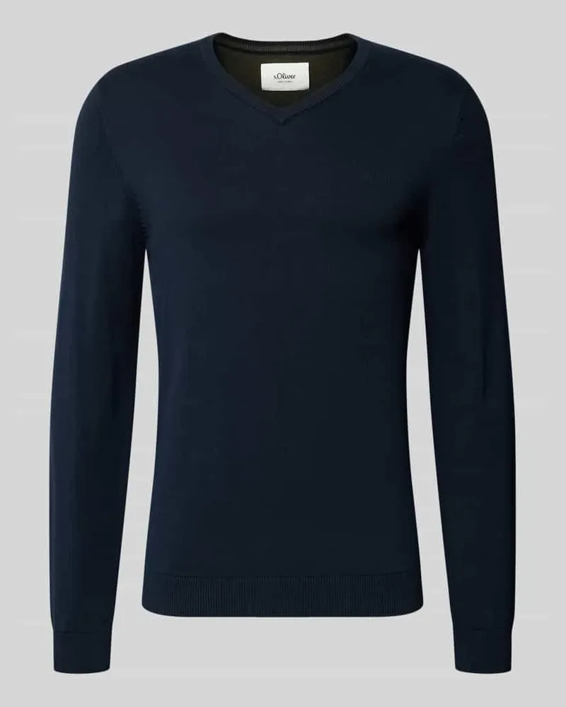 S.Oliver Pullover mit Logo-Stitching Marine