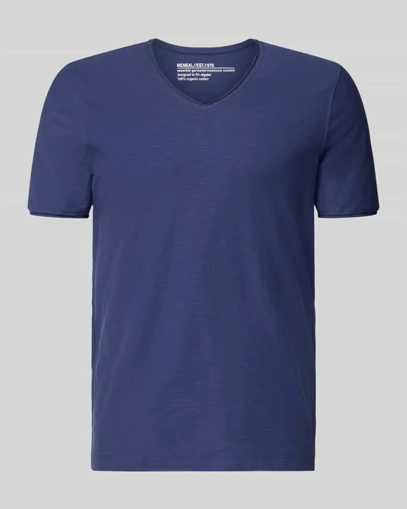 McNeal T-Shirt mit V-Ausschnitt und Rollsaum Marine