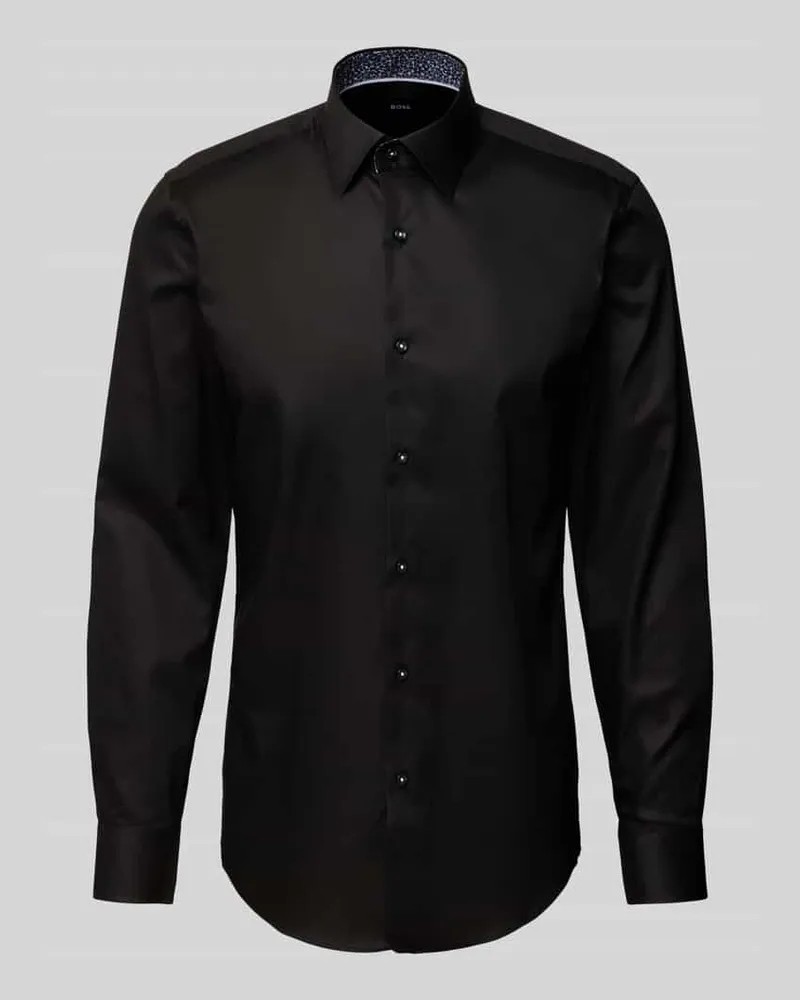 HUGO BOSS Regular Fit Business-Hemd mit Kentkragen Black