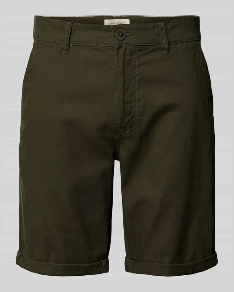 Blend Chino-Shorts aus Leinen-Mix Dunkelgruen