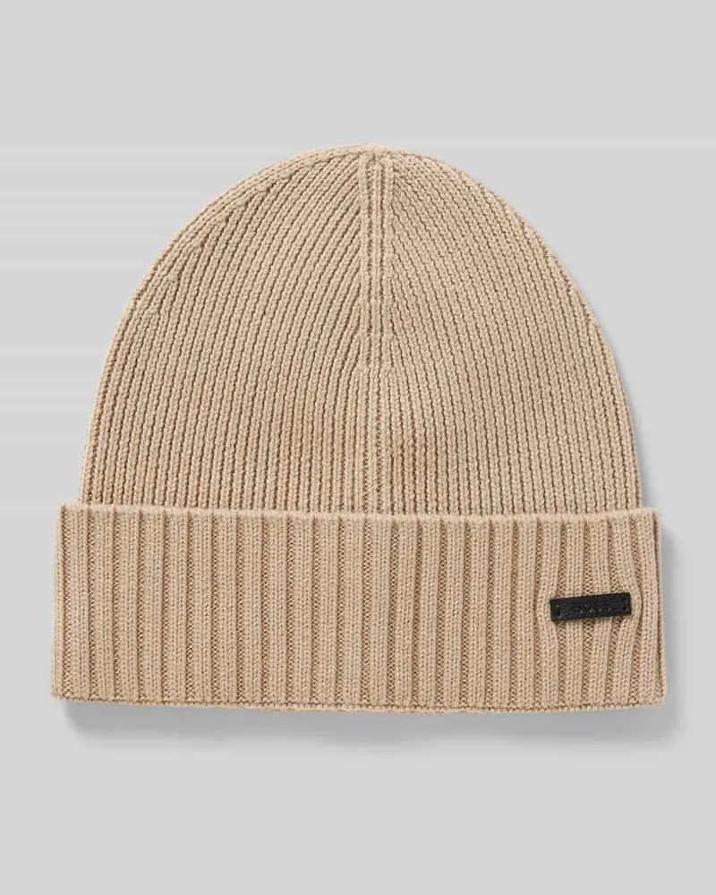 HUGO BOSS Beanie mit Label-Badge Modell 'Fati 