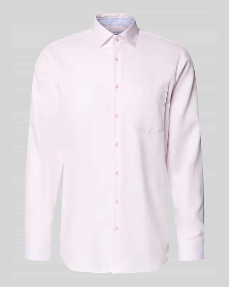 Seidensticker Regular Fit Businesshemd aus Baumwolle mit Kentkragen Rosa