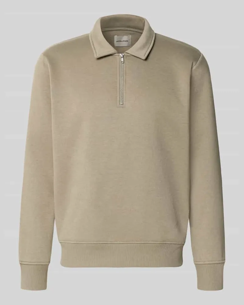 Jack & Jones Regular Fit Sweatshirt mit Baumwoll-Anteil Modell 'Bradley Oliv