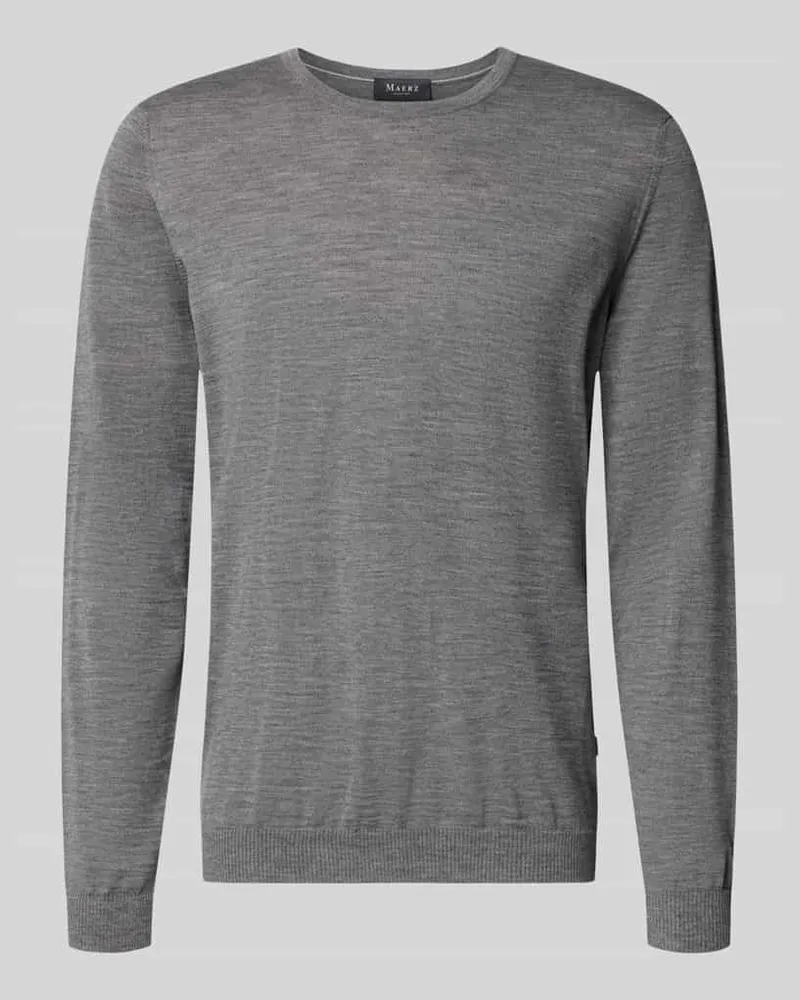 Maerz Strickpullover aus Schurwolle mit Rundhalsausschnitt Mittelgrau
