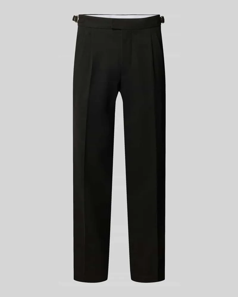 McNeal Regular Fit Bundfaltenhose mit Seitenriegel Black