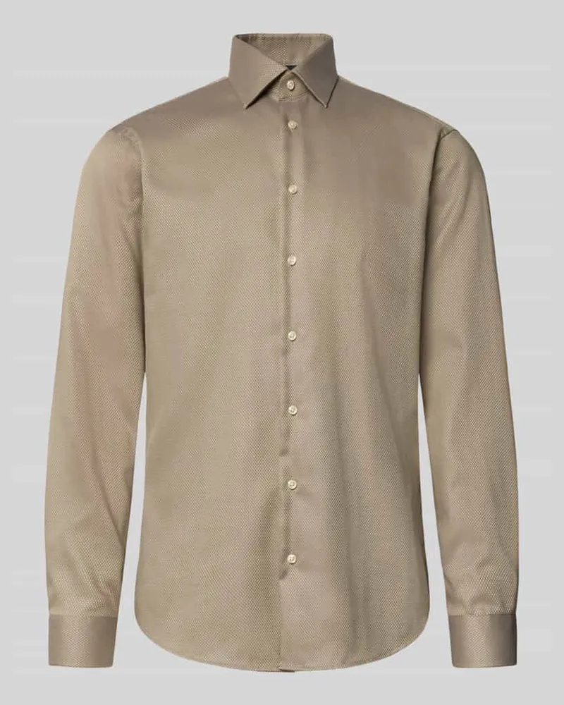 Christian Berg Regular Fit Businesshemd aus Baumwolle mit Kentkragen Schoko