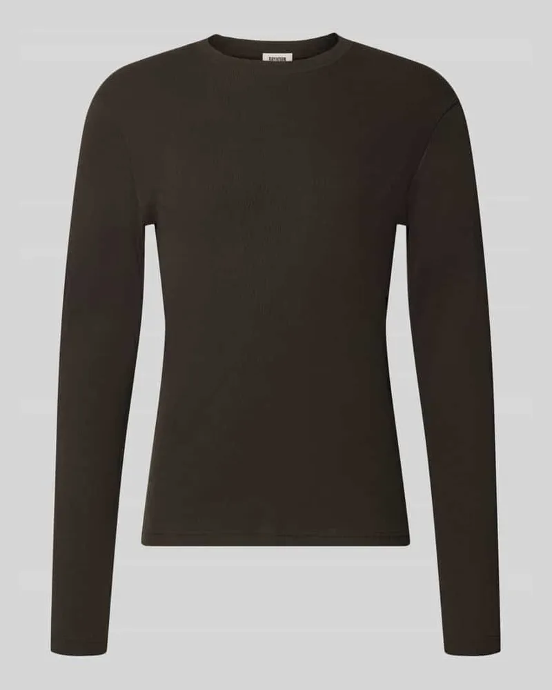 Drykorn Slim Fit Longsleeve aus reiner Baumwolle Modell 'Enil Dunkelbraun