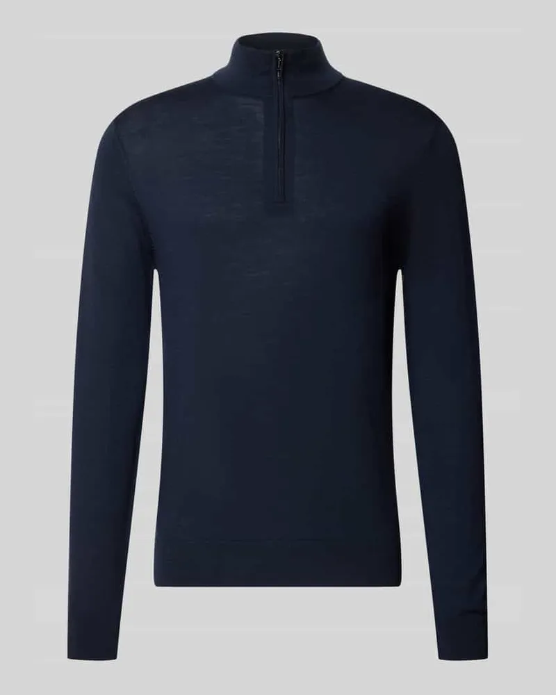 Profuomo Regular Fit Strickpullover mit Troyer-Kragen Schoko