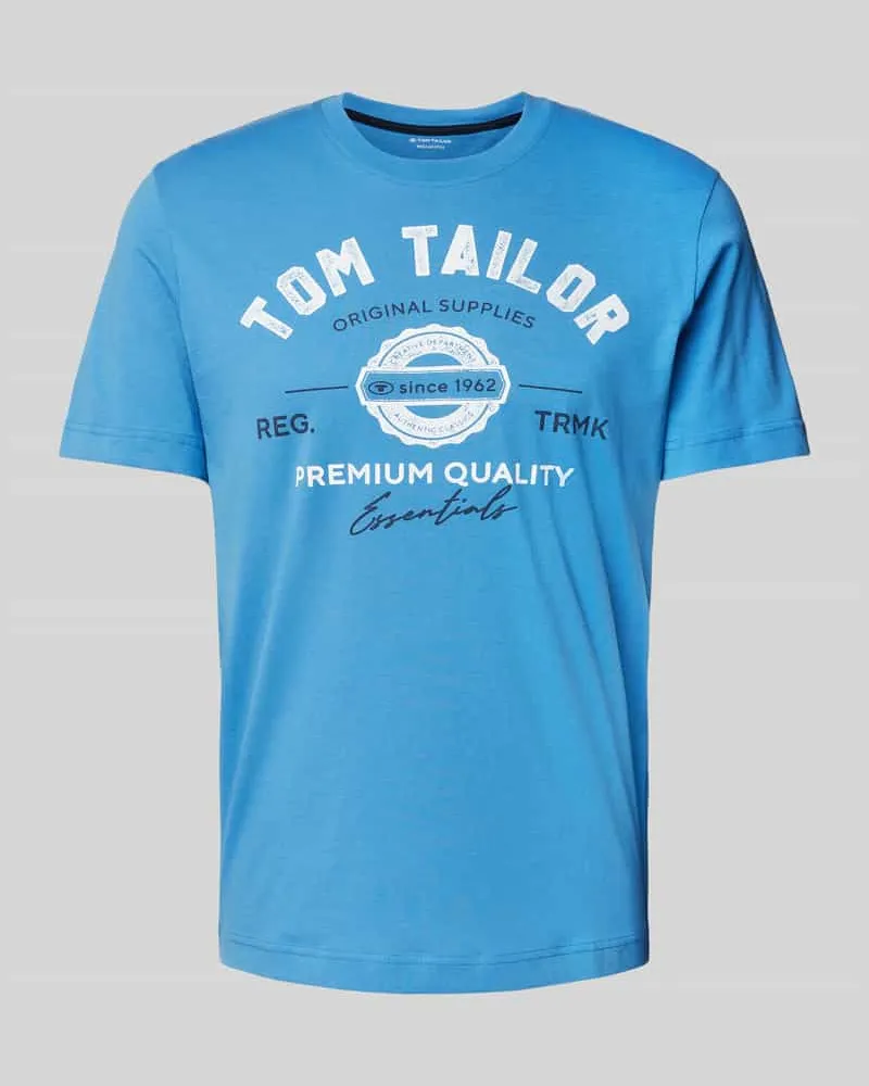 Tom Tailor Regular Fit T-Shirt aus reiner Baumwolle mit Label Print 