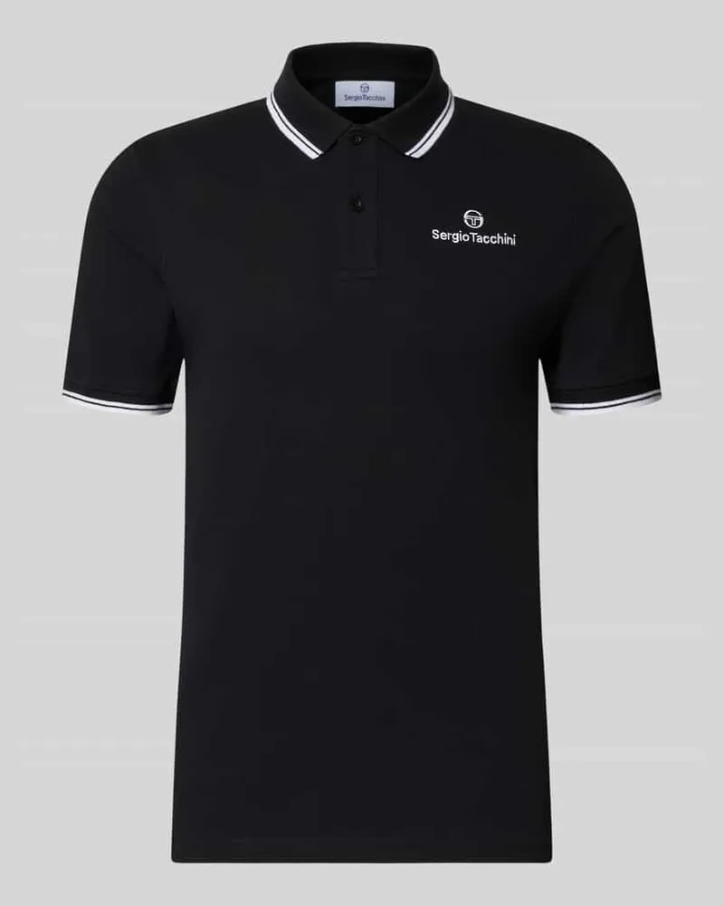 Sergio Tacchini Slim Fit Poloshirt mit Logo-Stitching Modell 'Reed Black