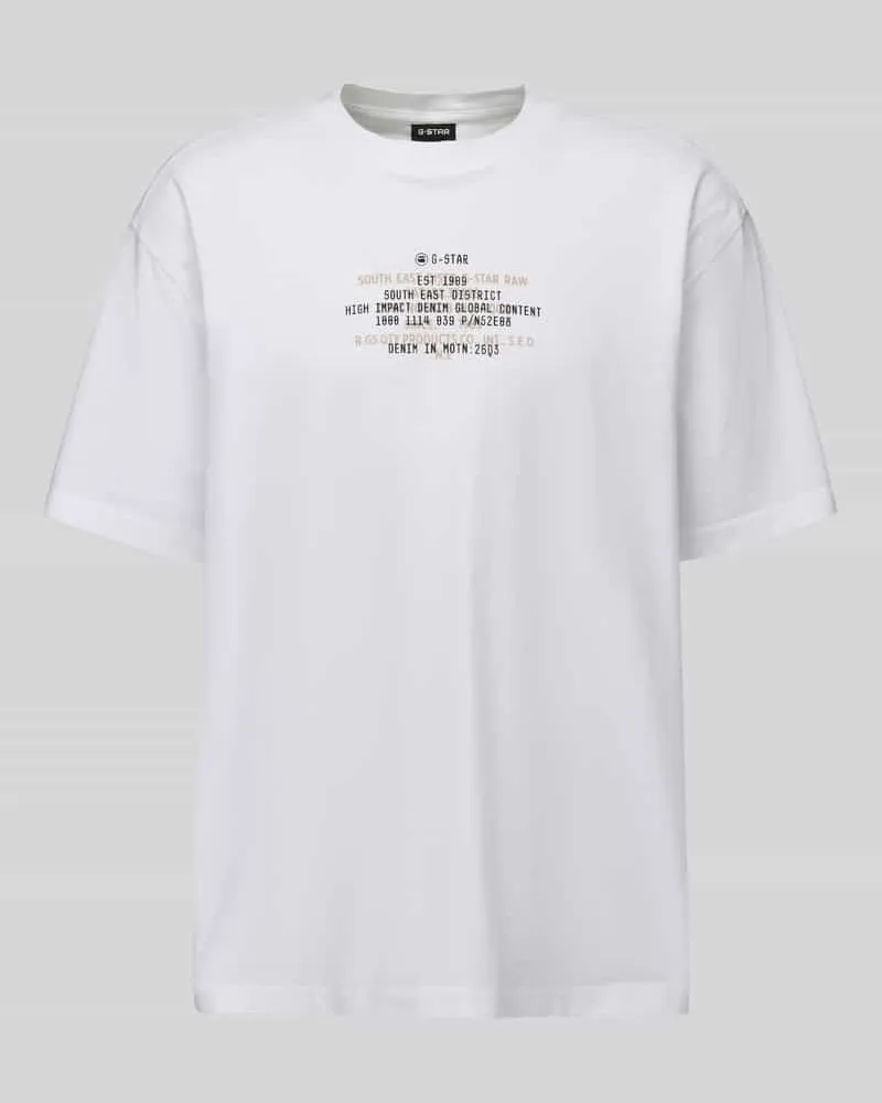 G-STAR RAW T-Shirt mit zentralem Logo-Print Weiss