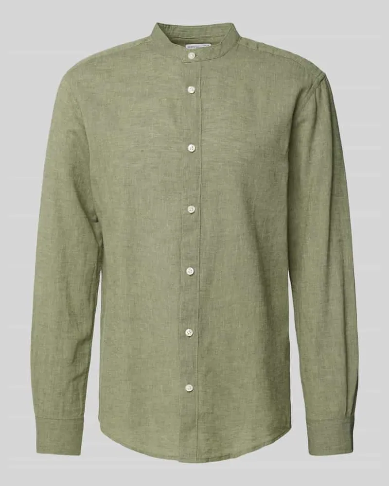 Only & Sons Slim Fit Leinenhemd aus Leinen-Mix mit Kaschmir-Anteil Modell 'CAIDEN Hellgruen
