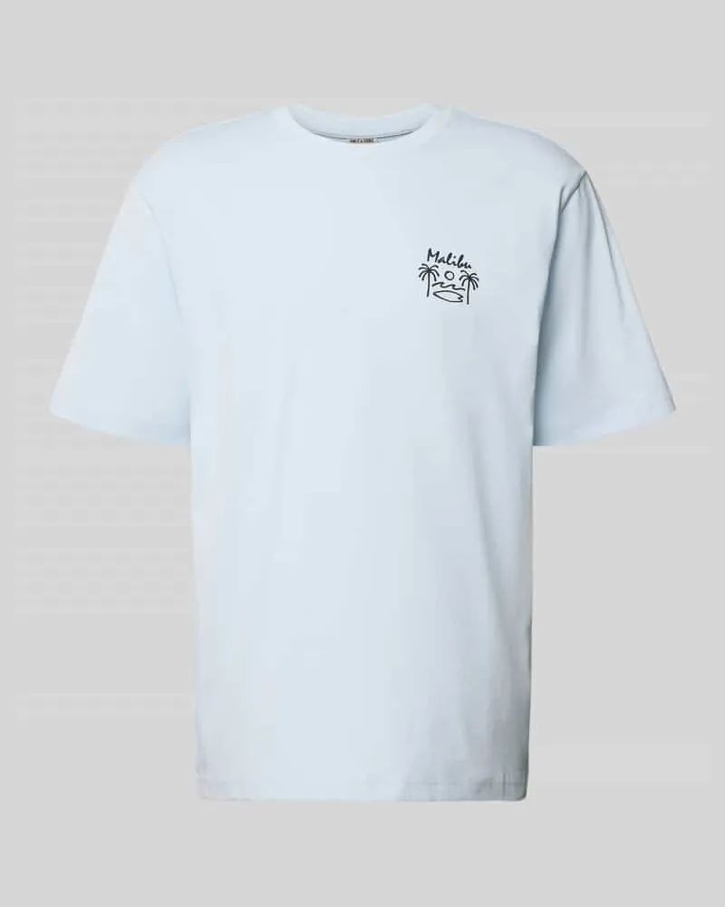 Only & Sons Relaxed Fit T-Shirt aus reiner Baumwolle Modell 'MILO Hellblau