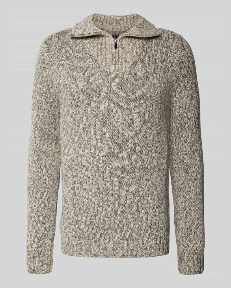Ragman Strickpullover mit Troyer-Kragen Bleu