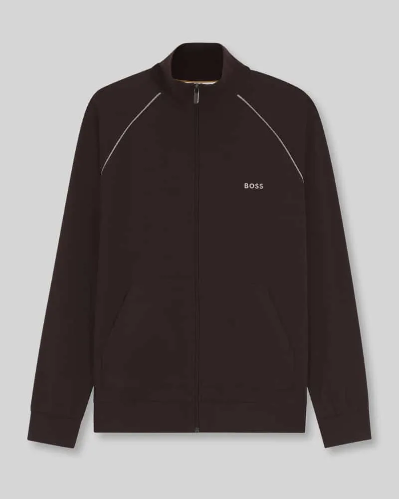 HUGO BOSS Regular Fit Sweatjacke aus Baumwoll-Mix Modell 'Mix&Match Dunkelbraun