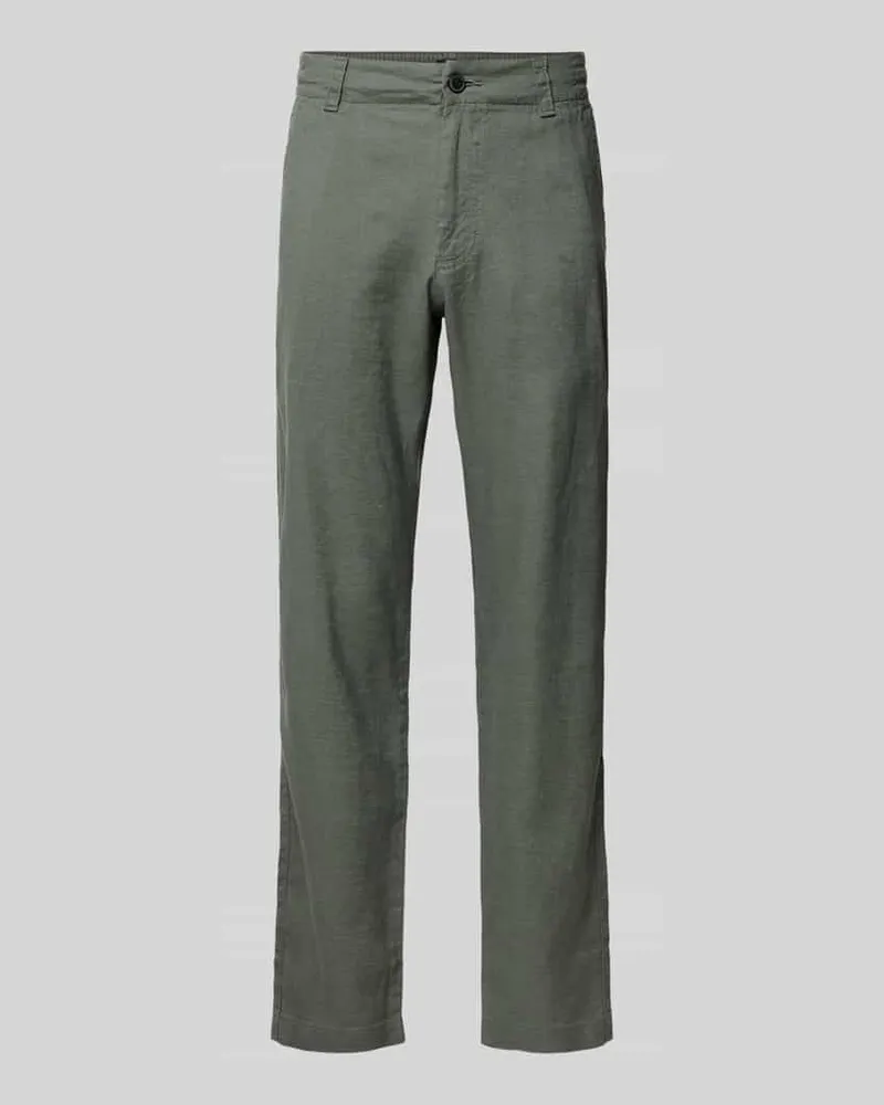 HUGO BOSS Regular Fit Leinenhose aus Leinen-Mix Modell 'Sanderson-L-3 Oliv