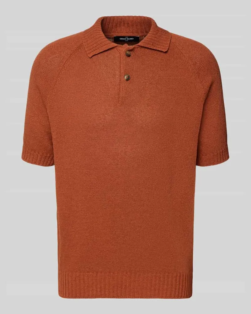 Gran Sasso Regular Fit Poloshirt aus Baumwoll-Kaschmir-Mix mit Knopfleiste Rostrot