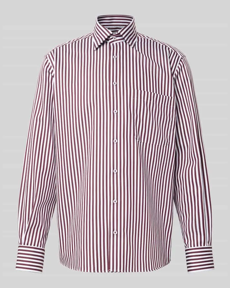 Eterna Regular Fit Freizeithemd aus reiner Baumwolle mit Kentkragen Bordeaux