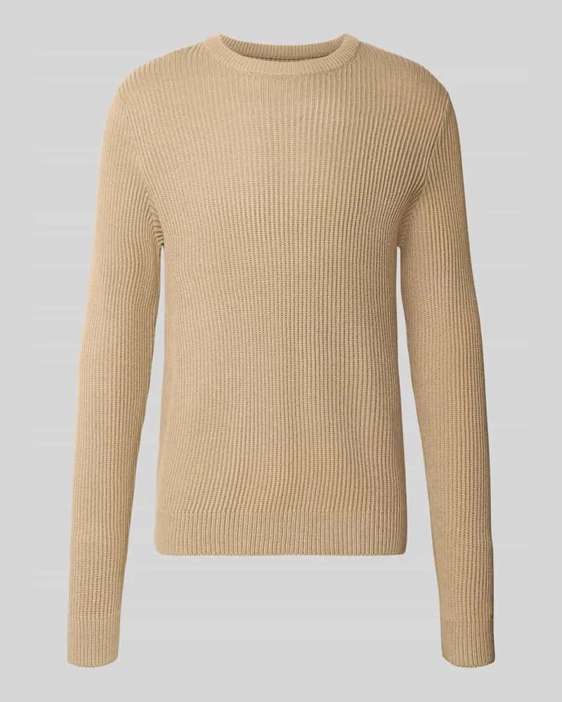 Jack & Jones Strickpullover mit Rundhalsausschnitt Modell 'PANNEL Beige