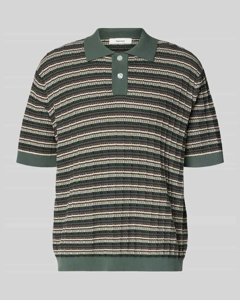 Selected Homme Regular Fit Poloshirt aus Baumwoll-Strick Modell 'DANE Dunkelgruen